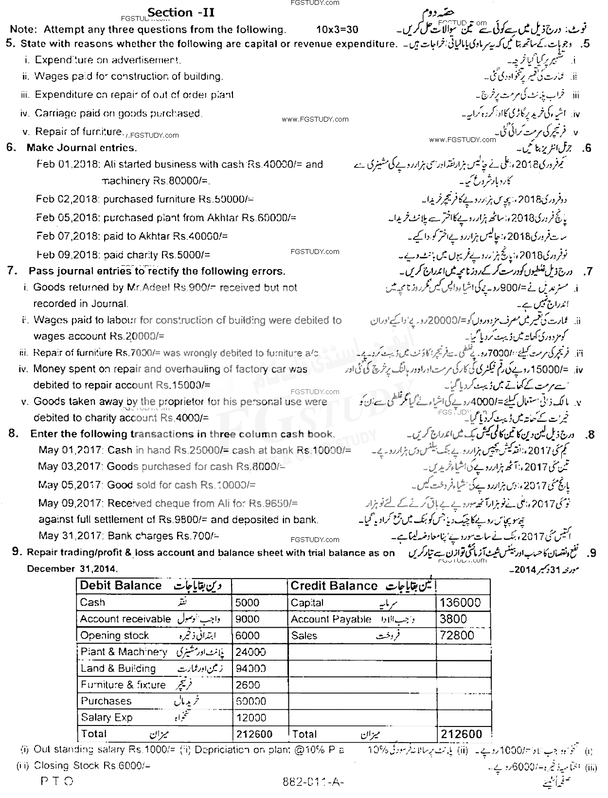 11th Class Commercial Practice Past Paper 2019 Rawalpindi Board Subjective