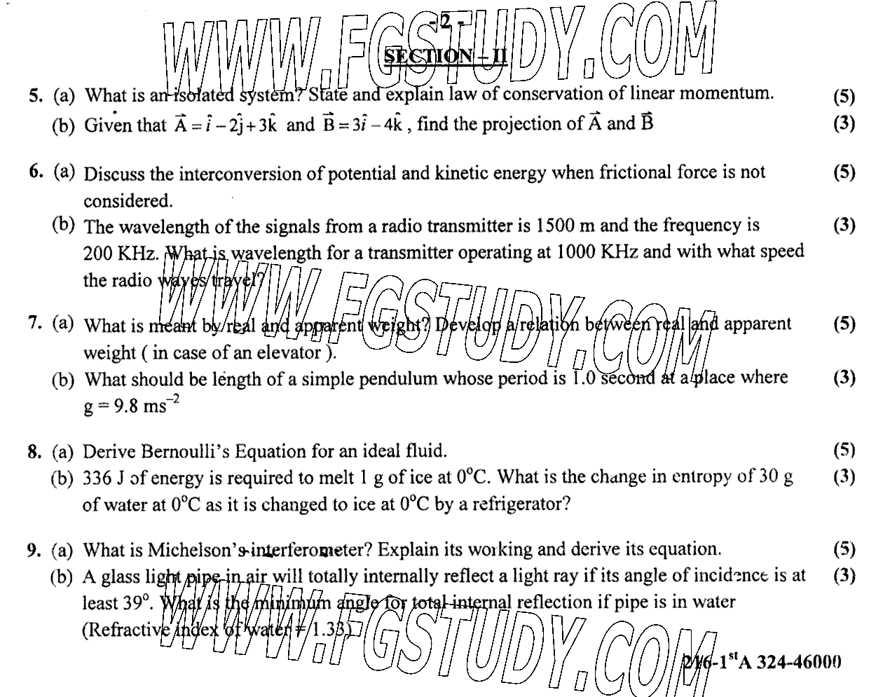 11th Class Physics Past Paper 2024 Gujranwala Board Group 2 Subjective