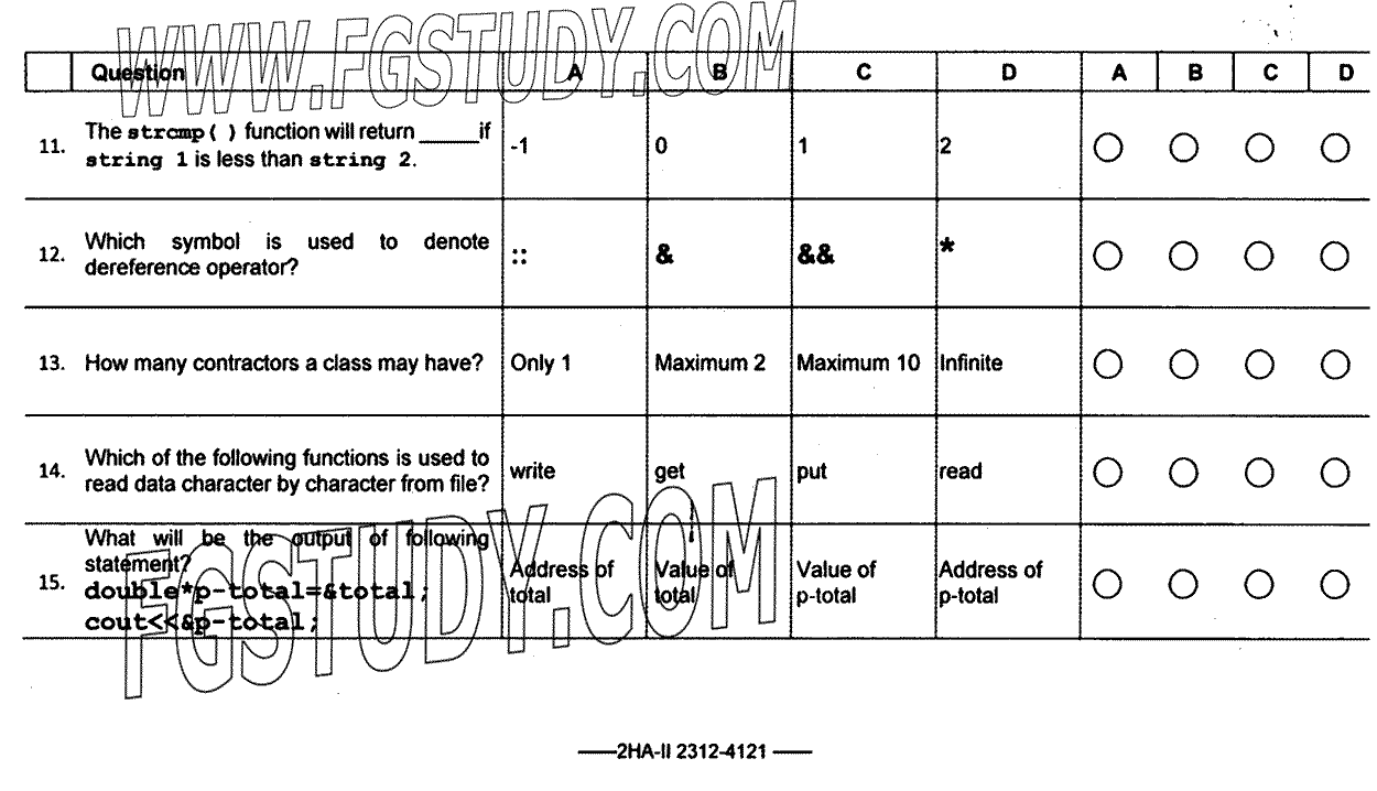 12th Class Computer Science Past Paper 2023 Federal Board Islamabad Objective