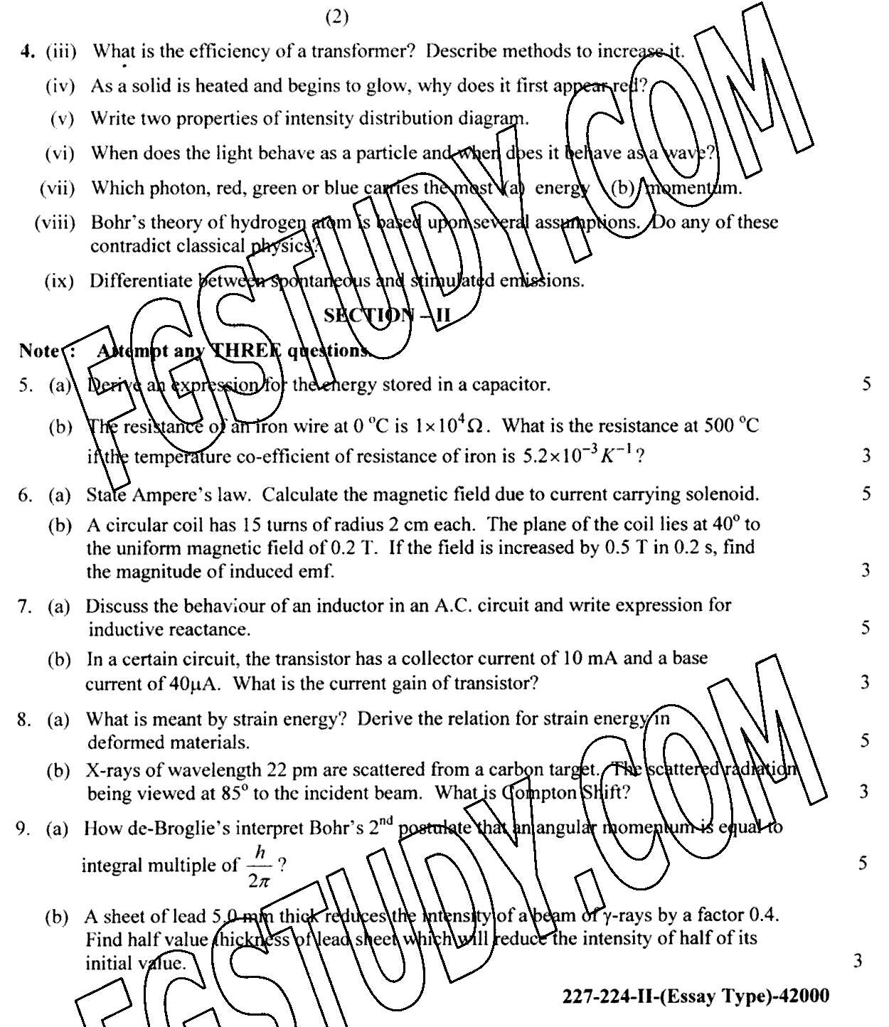 12th Class Physics Past Paper 2024 Lahore Board Group 2 Subjective