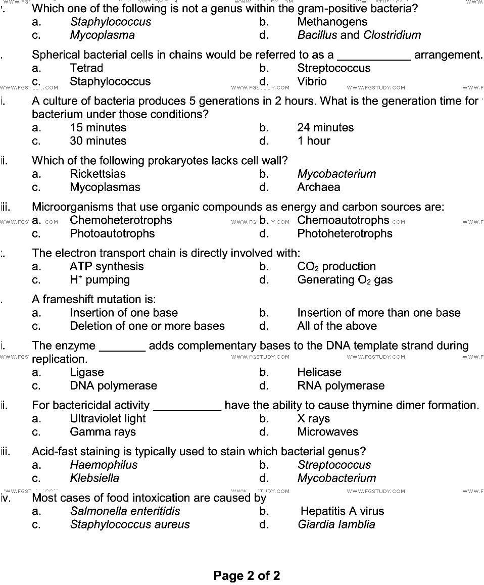 BSc Part 1 Microbiology 1 Fundamentals Of Microbiology Past Paper 2022 Punjab University Objective