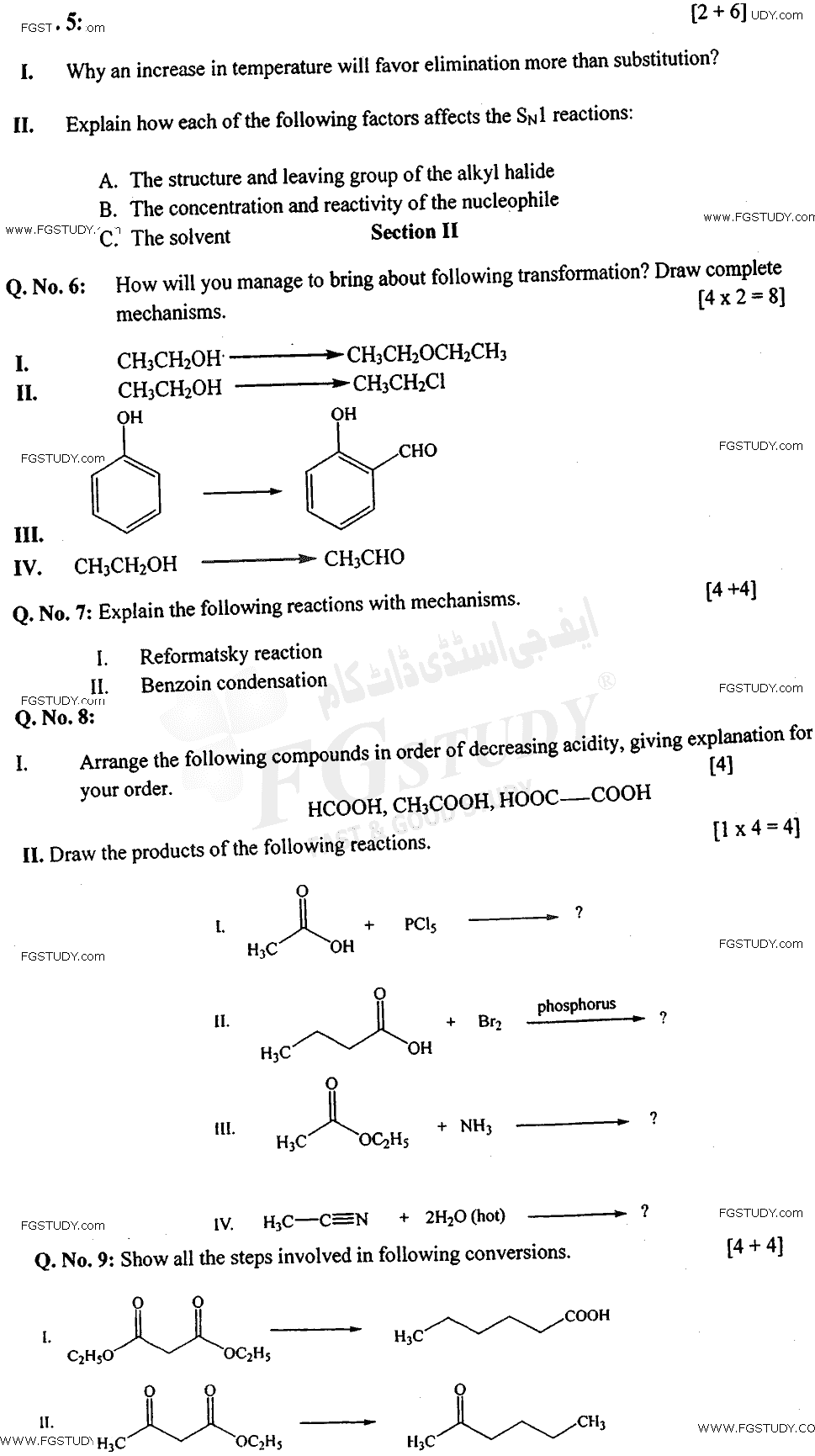 BSc Part 2 Chemistry 2 Organic Chemistry Past Paper 2018 Punjab University