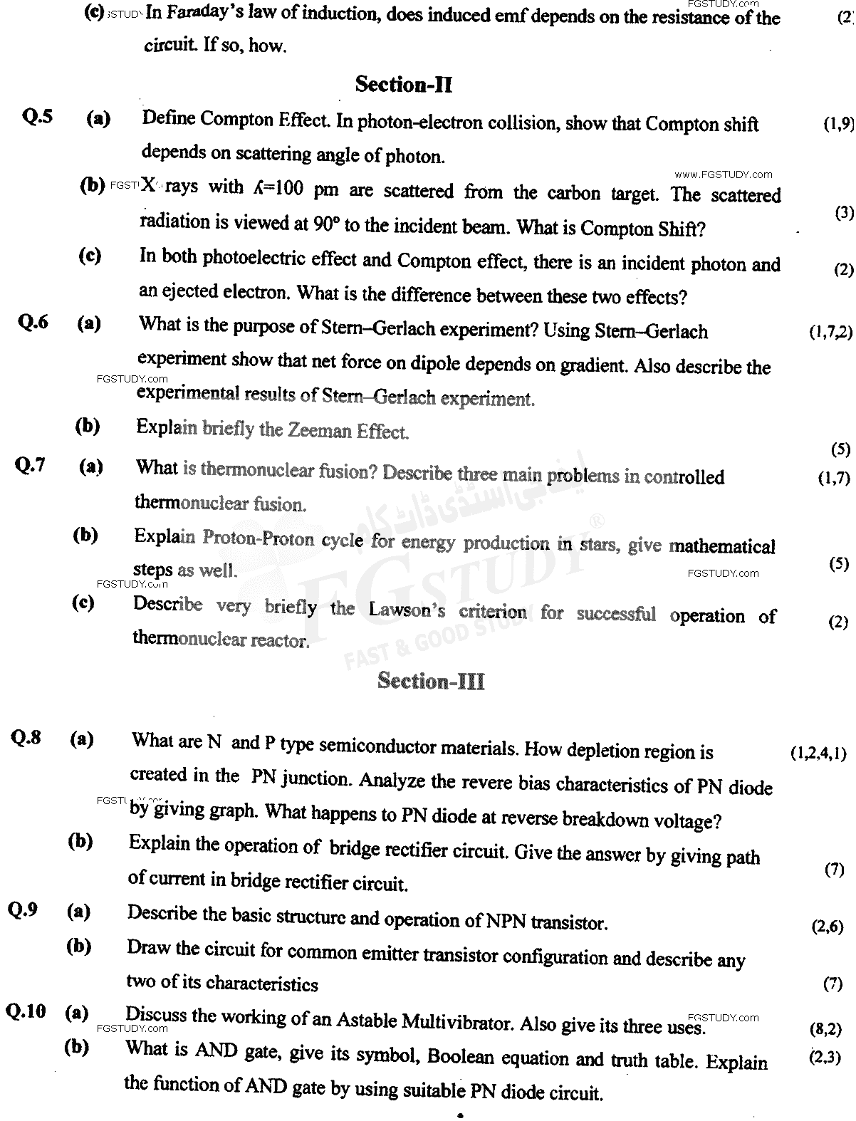 BSc Part 2 Physics 2 Past Paper 2017 Punjab University
