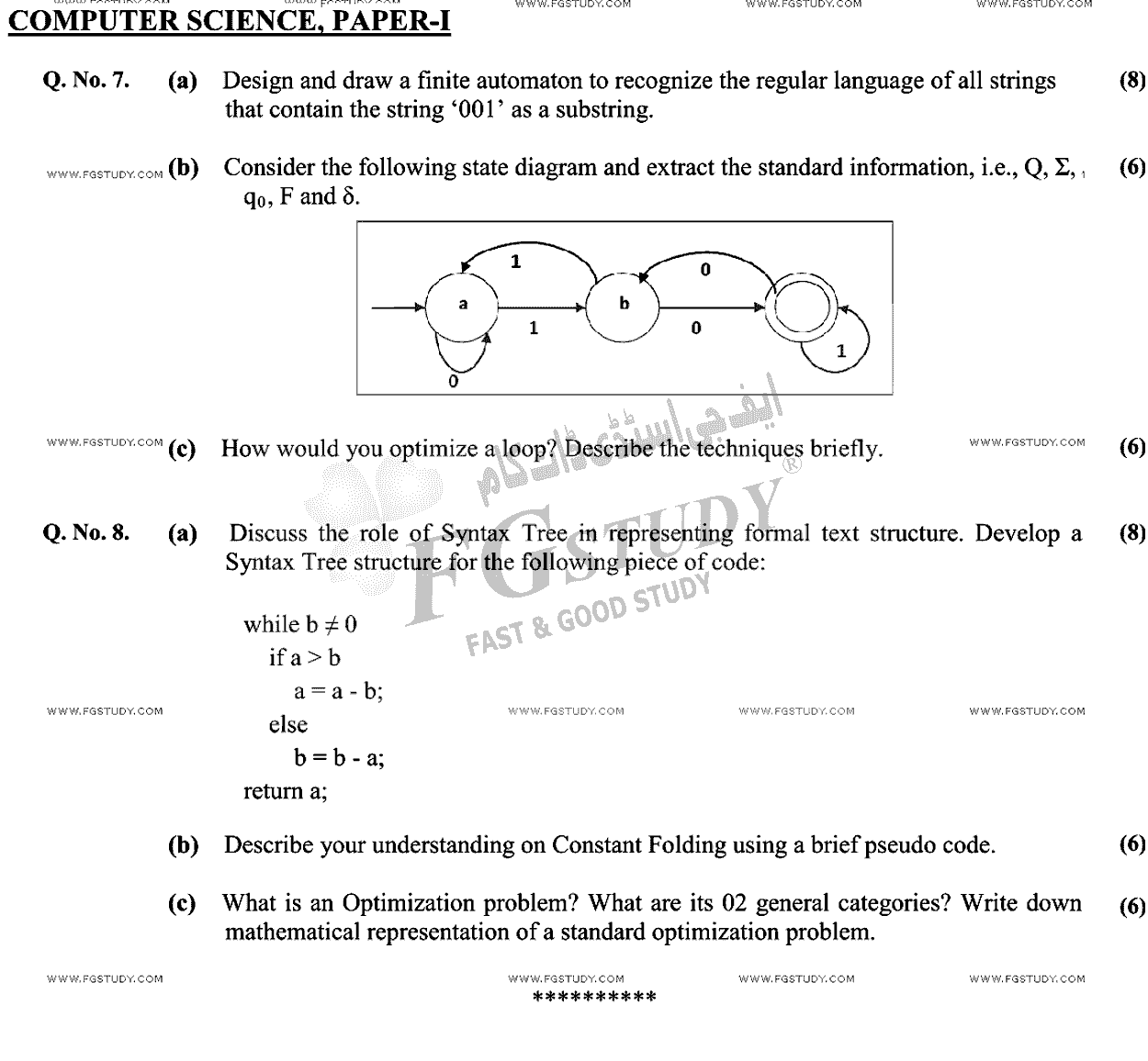 CSS Computer Science 1 Past Paper 2023 Federal Public Service Commission