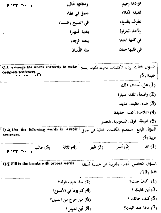 LLB Part 1 Brief Introduction Of Arabic Language Past Paper 2017 Punjab University