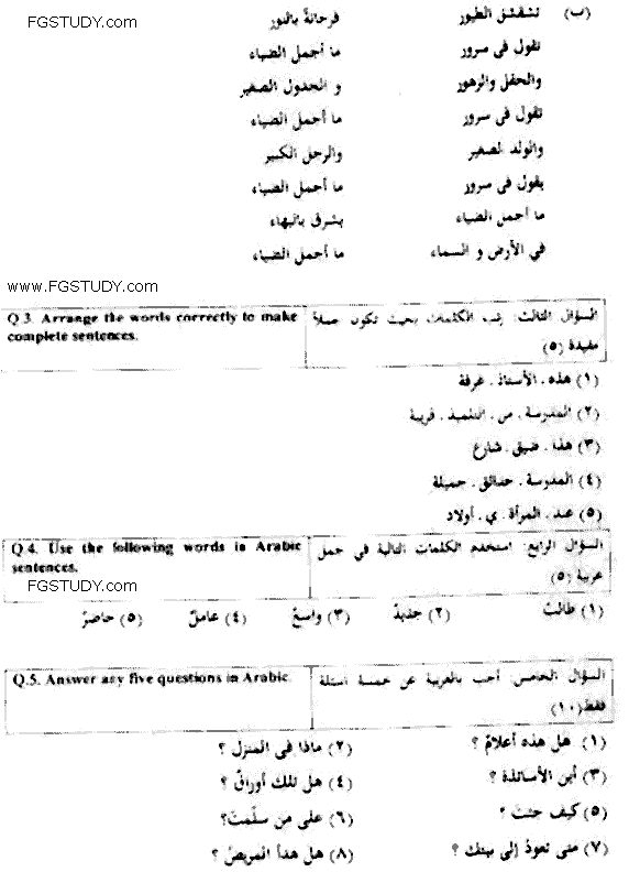 LLB Part 1 Brief Introduction Of Arabic Language Past Paper 2019 Punjab University