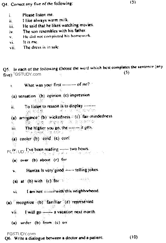 LLB Part 1 Language Skills 2 English Language Past Paper 2015 Punjab University