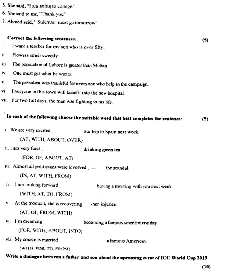LLB Part 1 Language Skills 2 English Language Past Paper 2019 Punjab University
