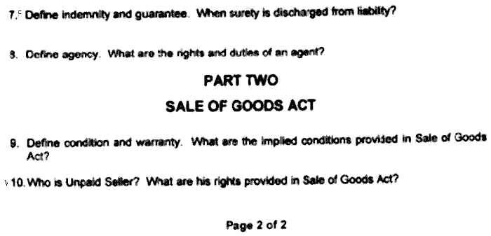 LLB Part 1 Law Of Contract Past Paper 2019 Punjab University