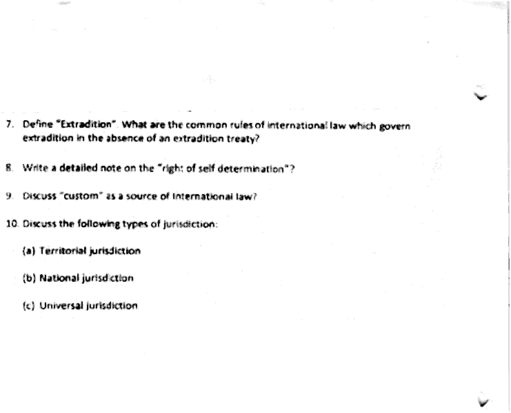 LLB Part 2 Public International Law Past Paper 2019 Punjab University