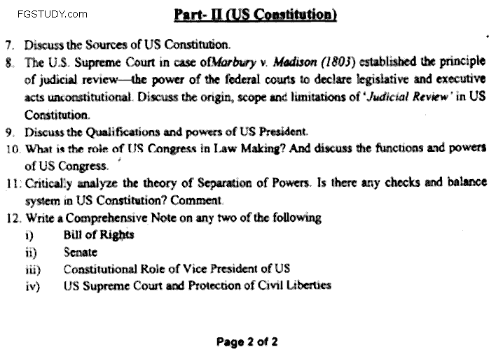 LLB Part 3 Constitutional Law 1 Past Paper 2019 Punjab University