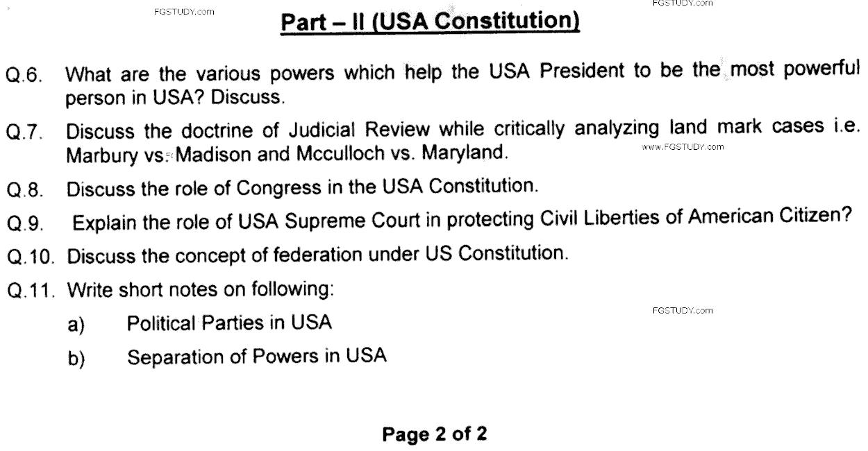 LLB Part 3 Constitutional Law 1 Past Paper 2020 Punjab University