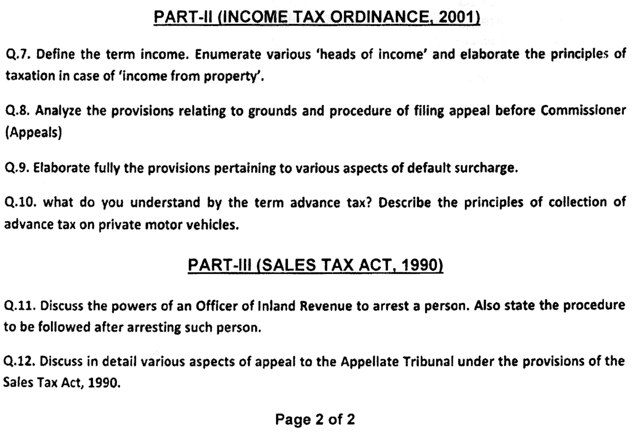LLB Part 3 Labour Taxation Laws Past Paper 2020 Punjab University