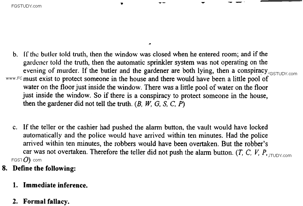 MA Part 1 Philosophy Logic Past Paper 2017 Punjab University