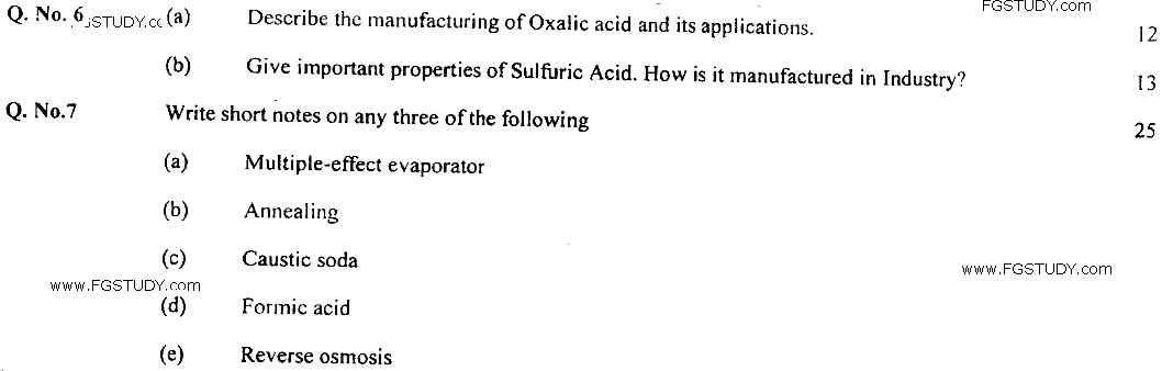 MSc Part 1 Chemistry Applied Chemistry Past Paper 2019 Punjab University Subjective