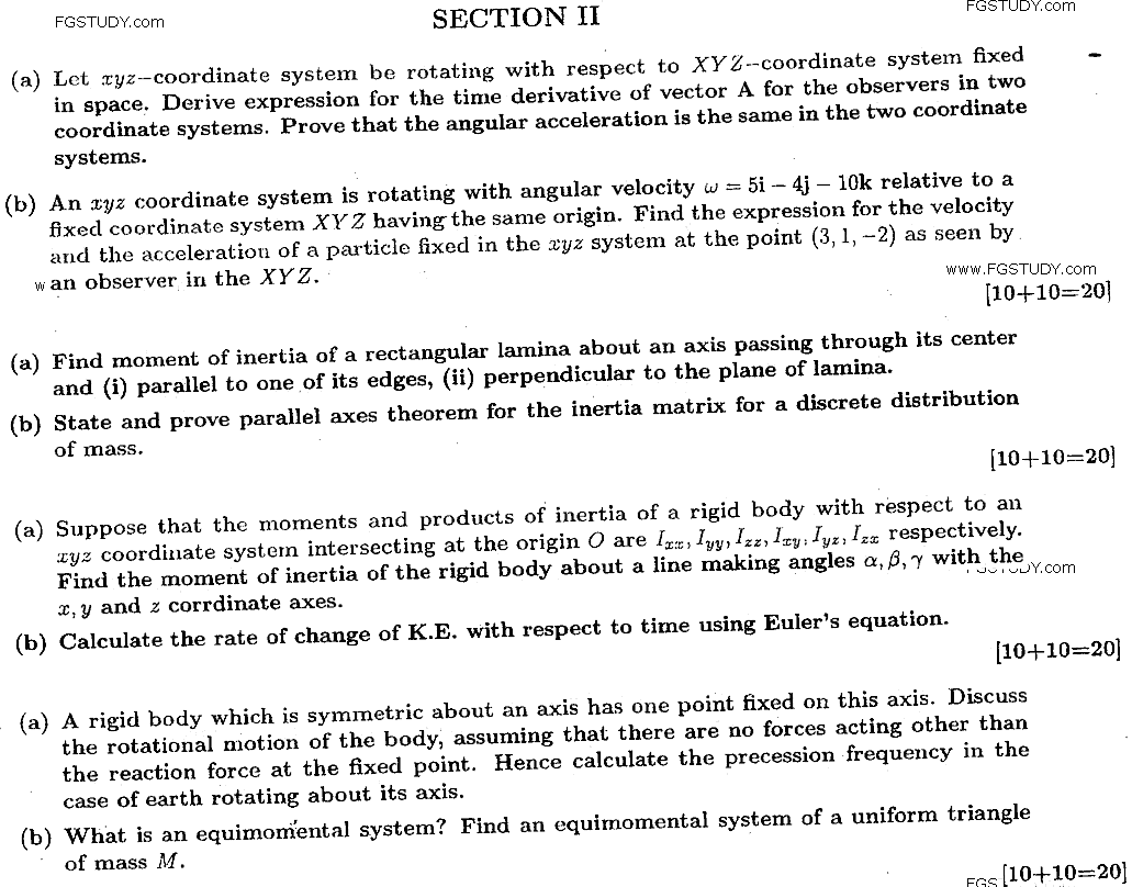 MSc Part 1 Mathematics Mechanics Past Paper 2018 Punjab University Subjective