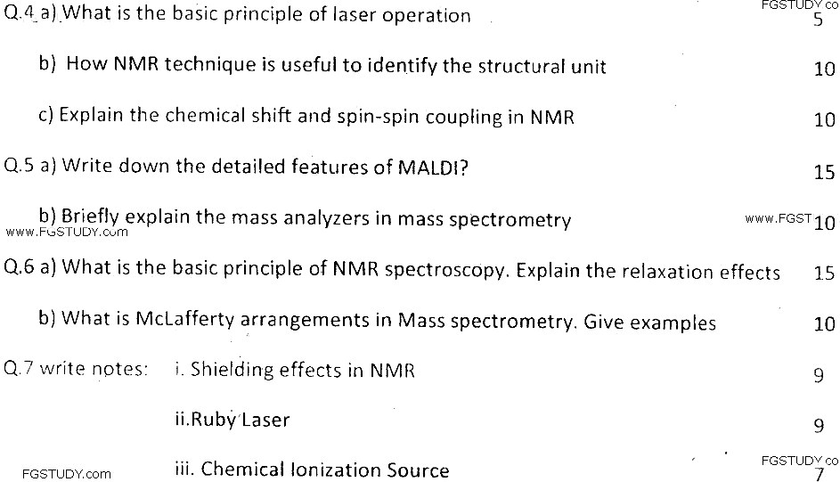 MSc Part 2 Chemistry Analytical Chemistry Past Paper 2019 Punjab University Subjective