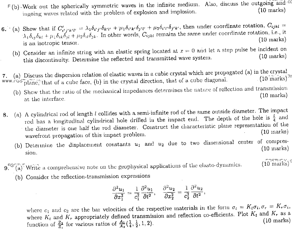 MSc Part 2 Mathematics Solid Mechanics Past Paper 2019 Punjab University Subjective