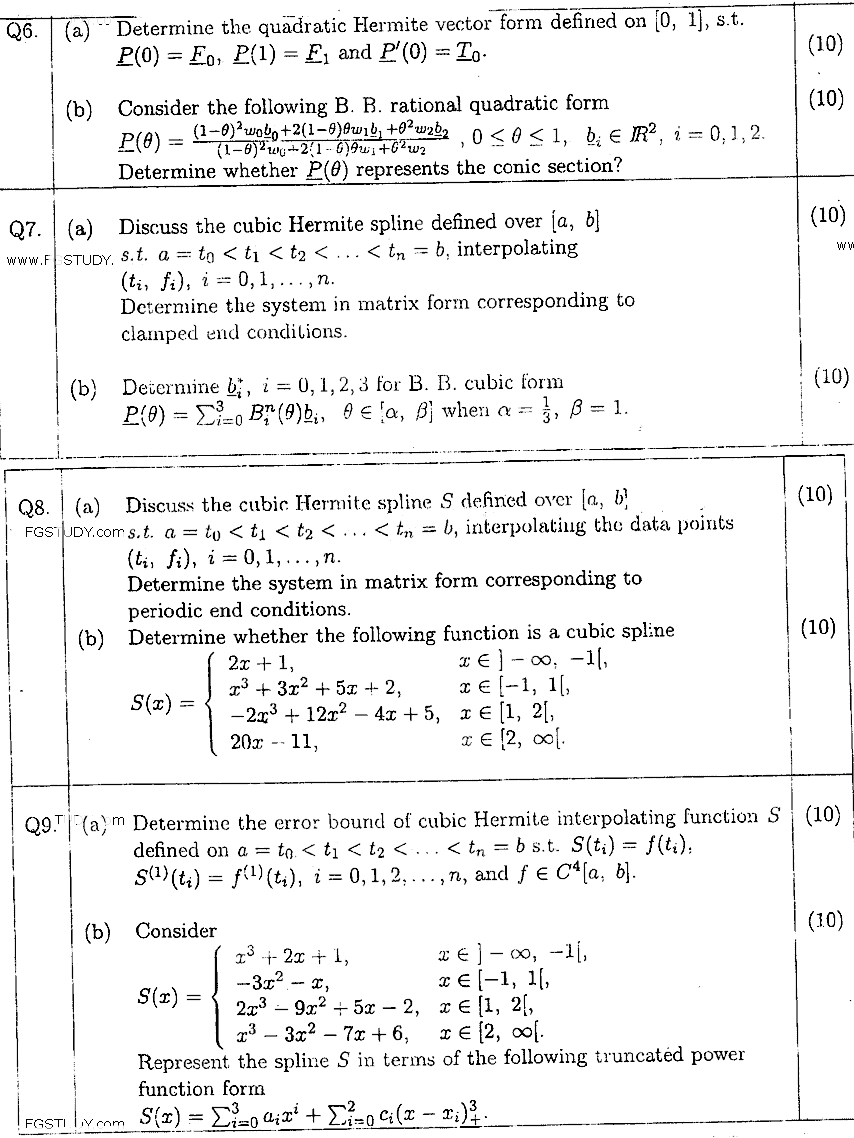 MSc Part 2 Mathematics Theory Of Approximation And Splines Past Paper 2018 Punjab University Subjective