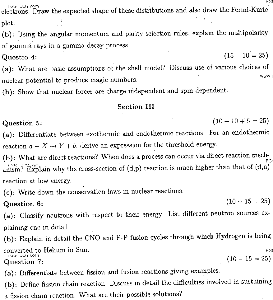 MSc Part 2 Physics Nuclear Physics Past Paper 2018 Punjab University Subjective