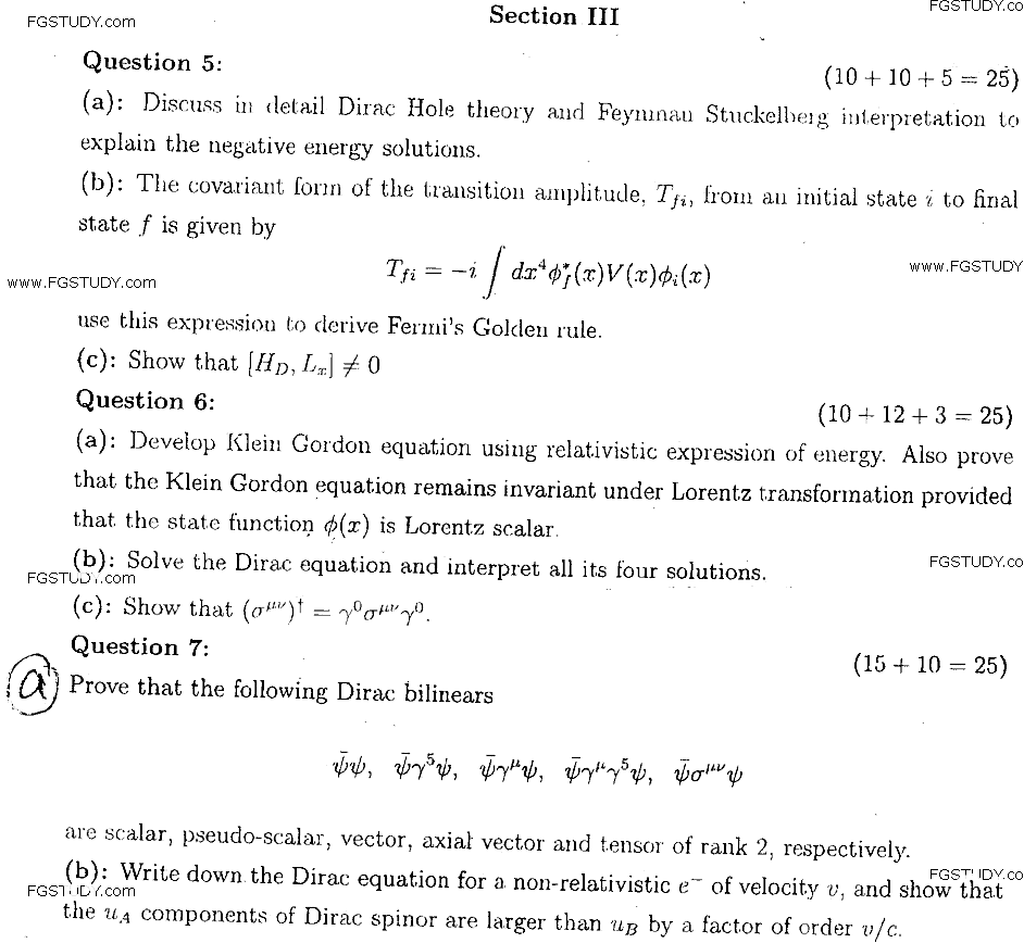 MSc Part 2 Physics Particle Physics 1 Past Paper 2019 Punjab University Subjective
