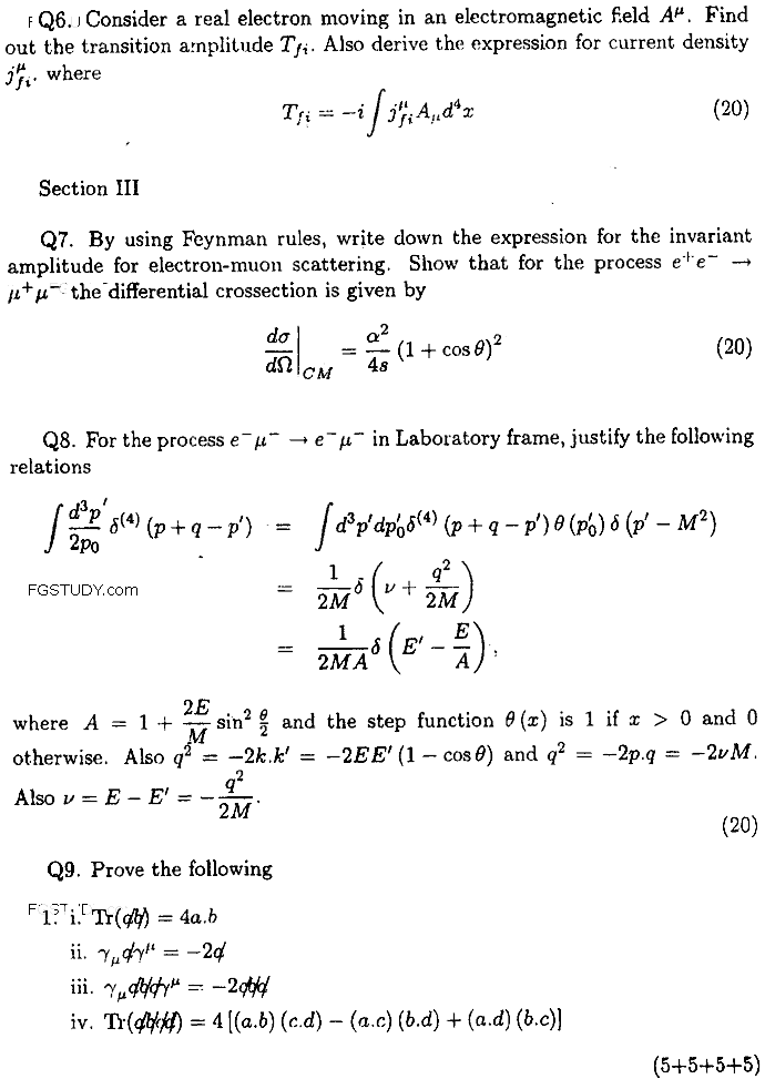 MSc Part 2 Physics Particle Physics 2 Past Paper 2018 Punjab University Subjective