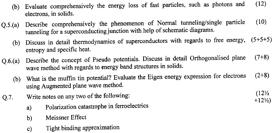 MSc Part 2 Physics Solid State Physics 1 Past Paper 2019 Punjab University Subjective