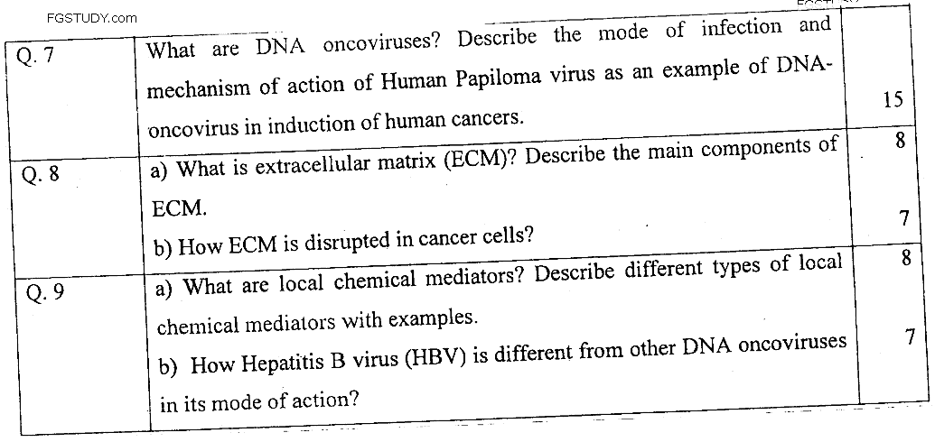 MSc Part 2 Zoology Cancer Biology Past Paper 2019 Punjab University Subjective