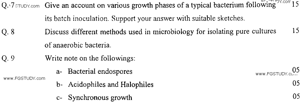 MSc Part 2 Zoology Microbiology A General Microbiology Past Paper 2019 Punjab University Subjective