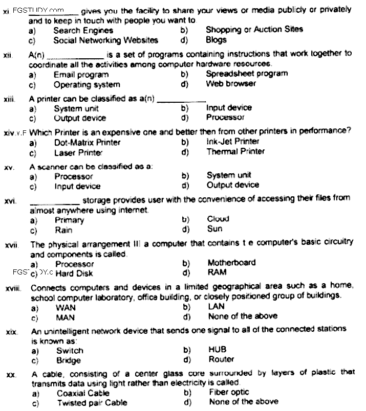 Doctor of Pharmacy Computer And Its Applications In Pharmacy Past Paper 2019 Punjab University Objective