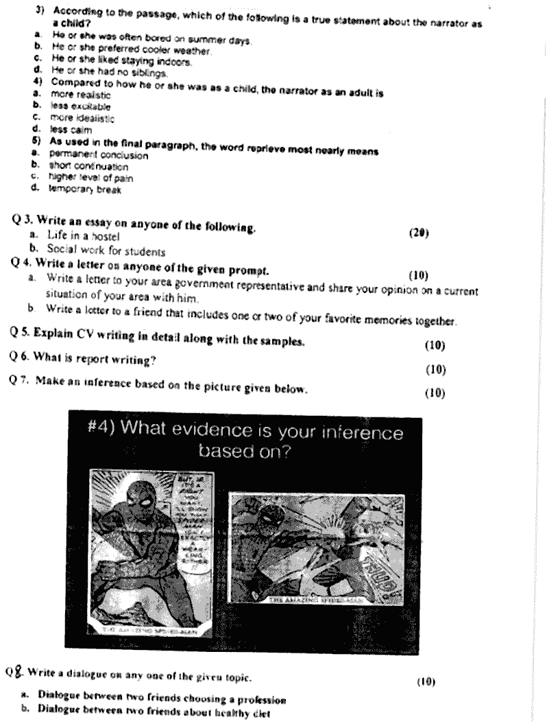 Doctor of Pharmacy English Past Paper 2019 Punjab University Subjective