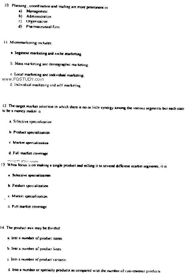 Doctor of Pharmacy Pharmaceutical Management And Marketing Past Paper 2018 Punjab University Objective