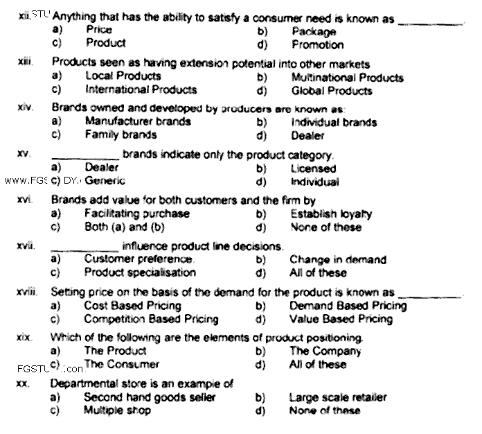 Doctor of Pharmacy Pharmaceutical Management And Marketing Past Paper 2019 Punjab University Objective