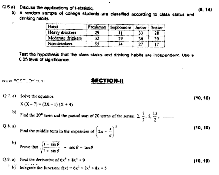 Doctor of Pharmacy Pharmaceutical Mathematics And Biostatistics Past Paper 2016 Punjab University Subjective