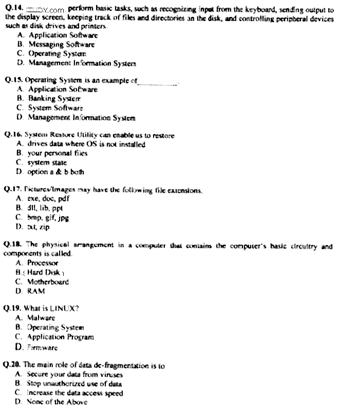 Doctor of Pharmacy Pharmacy Practice 3 Computer And Its Application In Pharmacy Past Paper 2017 Punjab University Objective