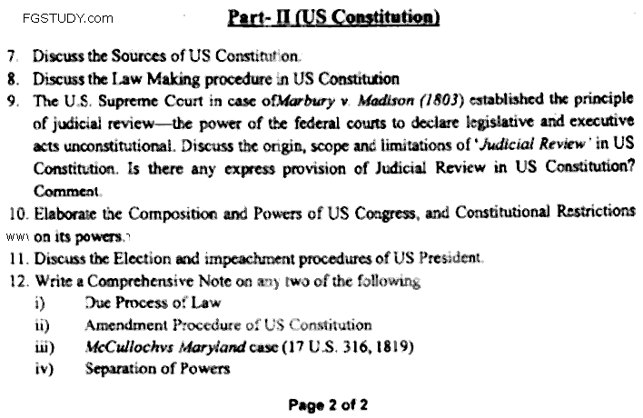 LLB Part 1 Constitutional Law 1 Past Paper 2019 Punjab University