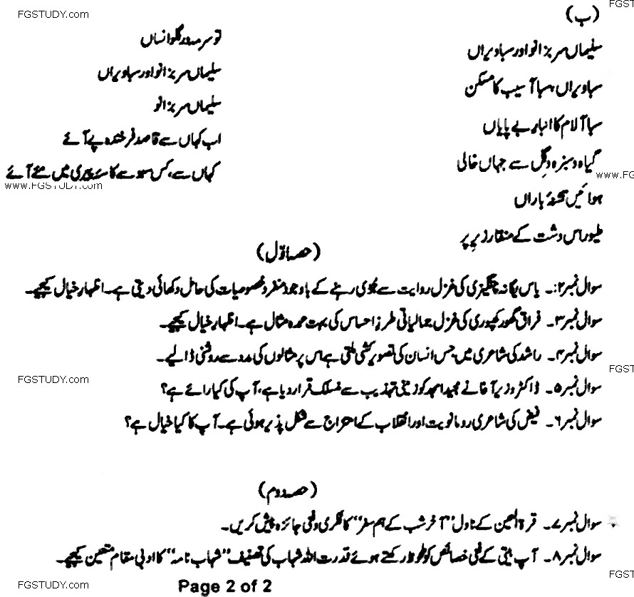MA Part 2 Urdu Jadeed Adab Past Paper 2020 Punjab University