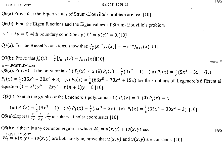 MSc Part 1 Physics Mathematical Methods Of Physics Past Paper 2019 Punjab University Subjective