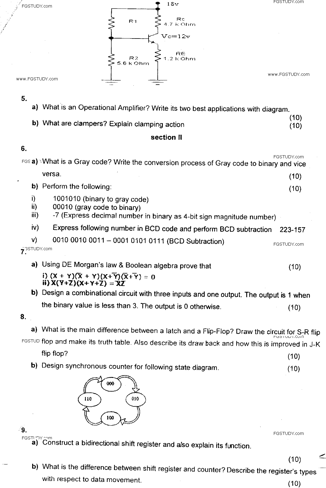 MSc Part 1 Space Science Electronics Past Paper 2018 Punjab University Subjective
