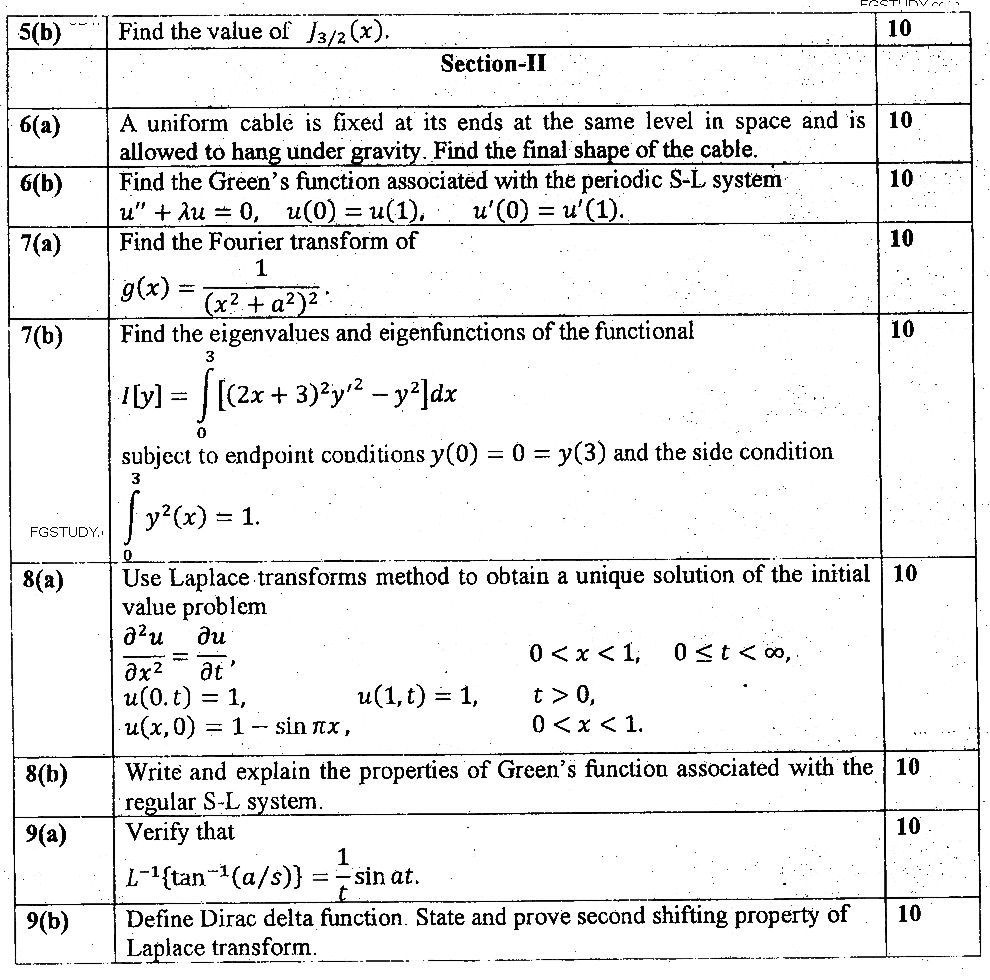 MSc Part 2 Mathematics Methods Of Mathematical Physics Past Paper 2018 Punjab University Subjective
