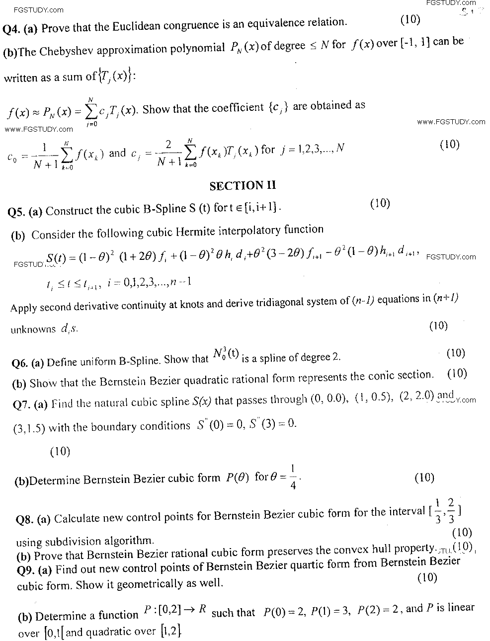 MSc Part 2 Mathematics Theory Of Approximation And Splines Past Paper 2019 Punjab University Subjective